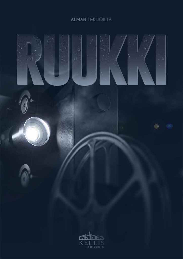 Ruukki -lyhytelokuvan posteri, jossa filmiprojektori pimeässä huoneessa.